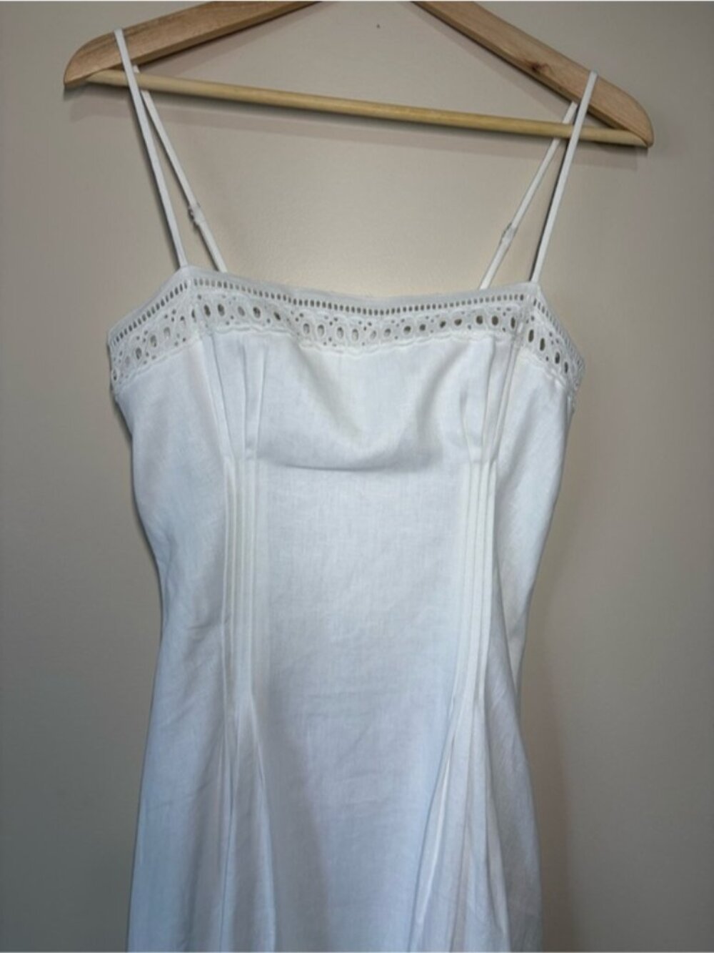 NEW Reformation Pomona Linen Lace Trim Midi Dress White | US 6 UK 10 - Picture 8 of 13